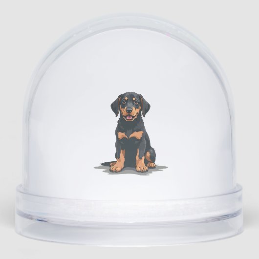 Vintage Black and Tan Dog Back View Illustration P Sneeuwbol (Voorkant)