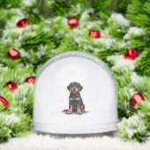 Vintage Black and Tan Dog Back View Illustration P Sneeuwbol (Kerstmis)