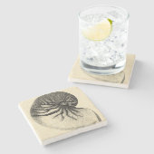 Vintage Black and White Conch Shell Stenen Onderzetter (Zijkant)