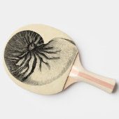 Vintage Black and White Conch Shell Tafeltennisbatje (Zijkant)