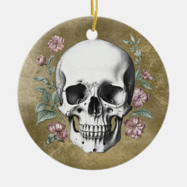 Vintage black and white hand drawn skull tattoo keramisch ornament