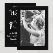 Vintage Black and White Photo Wedding Invitation Kaart (Voorkant / Achterkant)