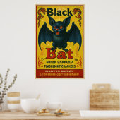 Vintage Black Bat Firecracker Label Poster (Keuken)