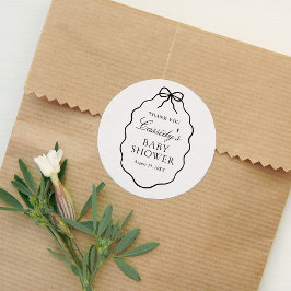 Vintage Black Bow Girl Baby Shower Ronde Sticker