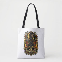 Vintage Black Cat Club Gotische Hekserige Esthetie Tote Bag