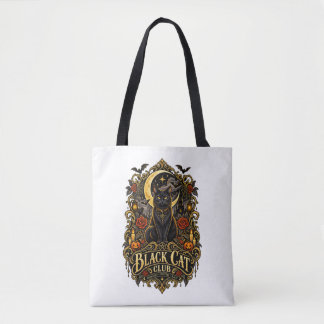 Vintage Black Cat Club Gotische Hekserige Esthetie Tote Bag