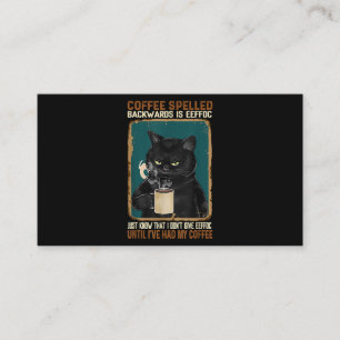Vintage Black Cat Coffee Spelled Backwards Is Eeff Visitekaartje
