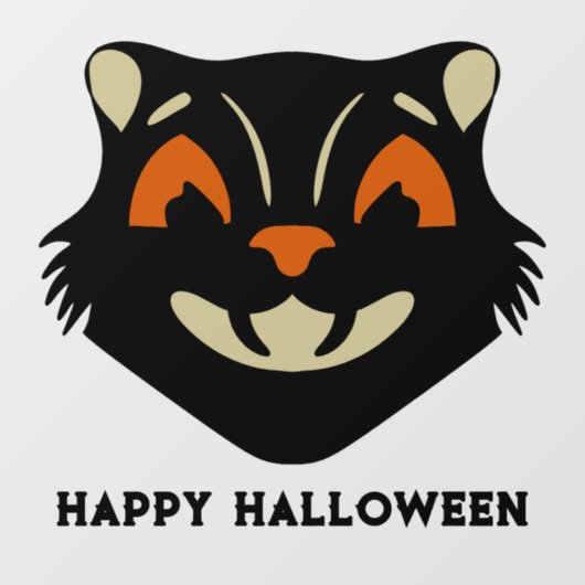 Vintage Black Cat Face Halloween Raamsticker (Vel)
