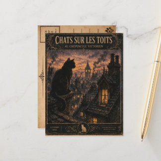 Vintage Black Cat London Postcard Briefkaart