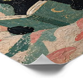 Vintage Black Cat Reading Book poster (Hoek)