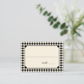 Vintage Black Checkered Old Money Wedding Plaatskaartje (Staand voorkant)