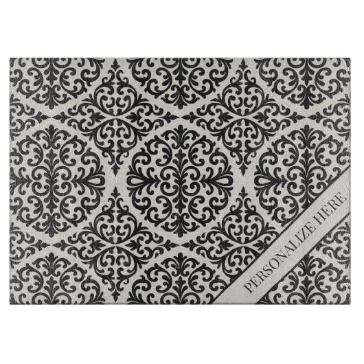 Vintage Black Damask Kitchen Design Snijplank (Voorkant)