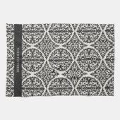 Vintage Black Damask Kitchen Design Theedoek (Horizontaal)