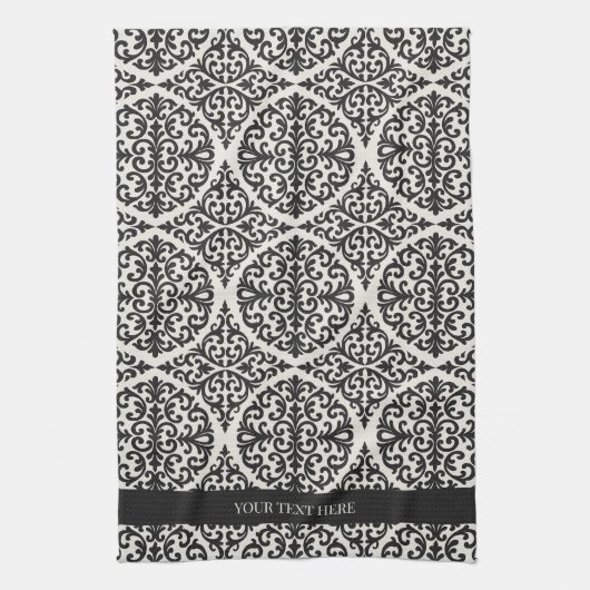 Vintage Black Damask Kitchen Design Theedoek (Verticaal)