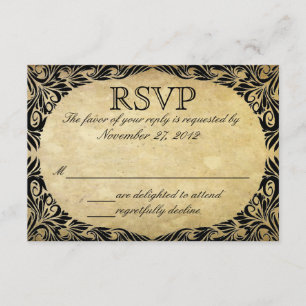 Vintage Black en Cream Wedding RSVP