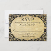Vintage Black en Cream Wedding RSVP (Voorkant)