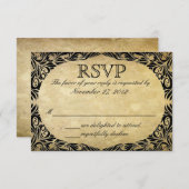 Vintage Black en Cream Wedding RSVP (Voorkant / Achterkant)