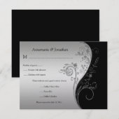 Vintage Black en Silver Floral RSVP (Voorkant / Achterkant)