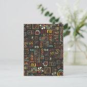 Vintage Black Geometric African Doodle  Feestdagenkaart (Staand voorkant)