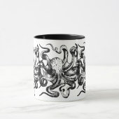 Vintage Black Octopus Mok (Midden)