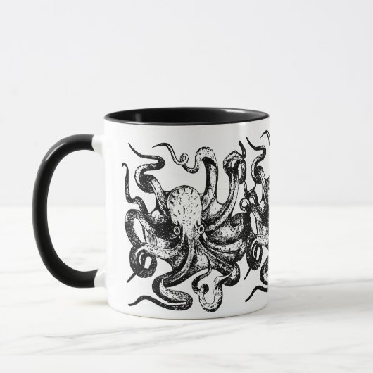 Vintage Black Octopus Mok (Links)