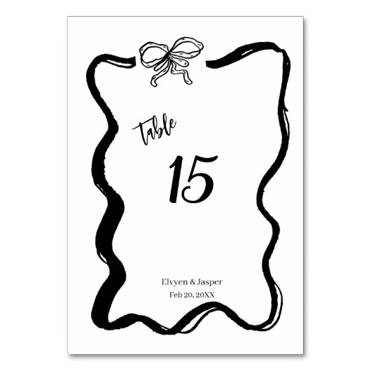 Vintage Black & White Hand-drawn Frame Wedding Kaart (Voorkant)