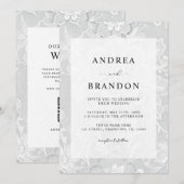 Vintage Black & White Lace Floral Wedding Kaart (Voorkant / Achterkant)