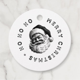 Vintage Black & White Santa Claus Merry Christmas Bedankjes Labels