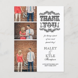 VINTAGE Black & White Thank You Photo Post Card Briefkaart