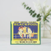 Vintage, Blackpool, Engeland, Spoorweg poster Briefkaart (Staand voorkant)