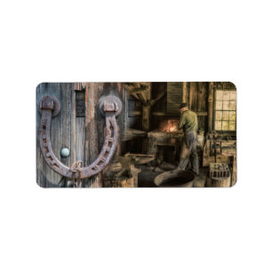 Vintage  Blacksmith-Hoefijzers Etiket