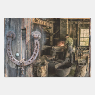 Vintage  Blacksmith-Hoefijzers Inpakpapier Vel