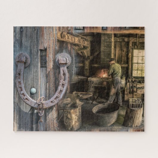 Vintage  Blacksmith-Hoefijzers Legpuzzel (Horizontaal)