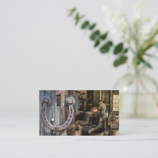 Vintage  Blacksmith-Hoefijzers Visitekaartje (Staand voorkant)