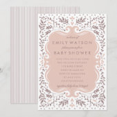 Vintage bladeren Baby shower Kaart (Voorkant / Achterkant)