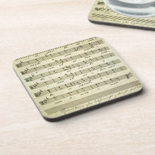 Vintage bladmuziek, antieke muziekscore 1810 drankjes onderzetter