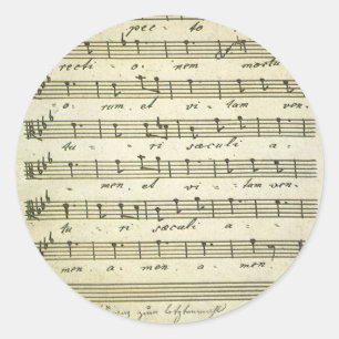 Vintage bladmuziek, antieke muziekscore 1810 ronde sticker
