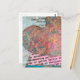 Vintage Bladmuziek Hart Mixed Media Collage Briefkaart