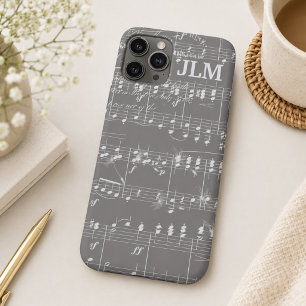 Vintage Bladmuziek in grijze en witte handtekening Case-Mate iPhone Case