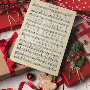 Vintage bladmuziek Jingle Bells Feestdagen Kaart