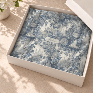 Vintage Blau Chic Toile Bloemendeksel Tissuepapier