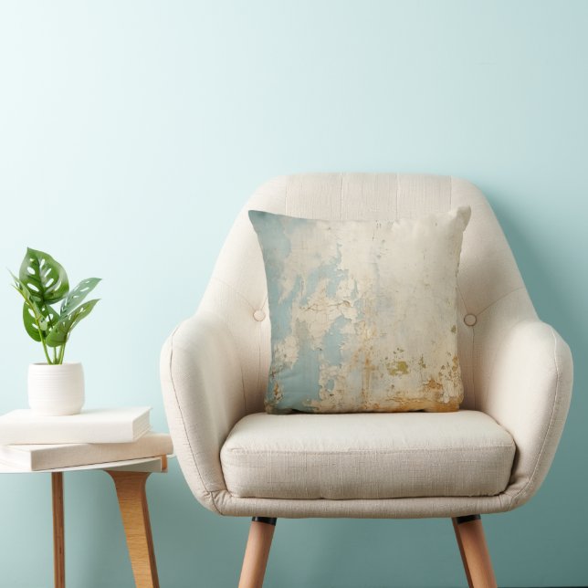 Vintage Blau Goud Grunge Patroon  Kussen (Stoel)