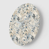 Vintage Blau Neutraal Bloemstuk Wandklok (Hoek)