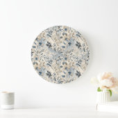 Vintage Blau Neutraal Bloemstuk Wandklok (Huis)