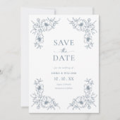 Vintage Blau Save The Date (Voorkant)