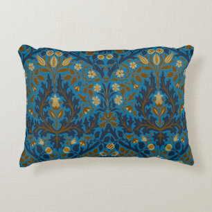 Vintage Blau Teal William Morris Herfstbloemen Accent Kussen