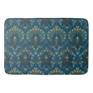Vintage Blau Teal William Morris Herfstbloemen Badmat