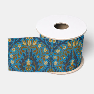 Vintage Blau Teal William Morris Herfstbloemen Grosgrain Lint