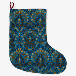 Vintage Blau Teal William Morris Herfstbloemen Grote Kerstsok