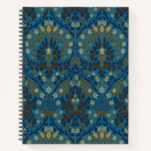 Vintage Blau Teal William Morris Herfstbloemen Notitieboek